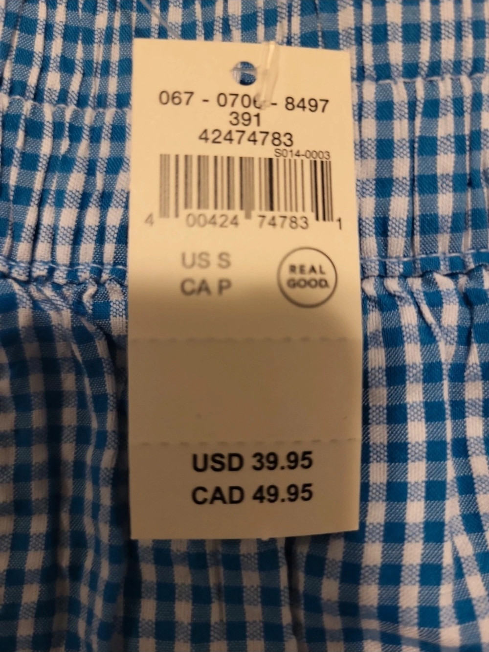 aerie Blue Gingham High-Waist Elastic Shorts - Picture 2 of 5